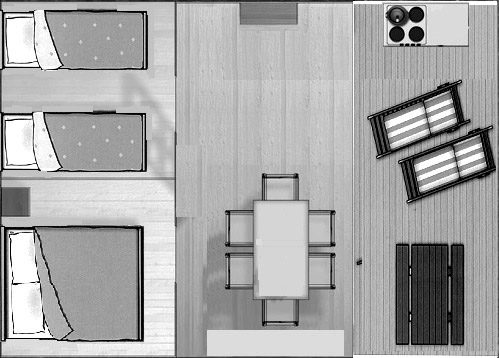 Plan du grand bungalow toilé