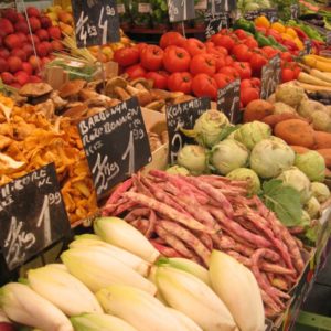 Photo d'une étale de marché en Dordogne