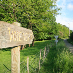 Pancarte de a voie verte à proximité du camping La Lénotte