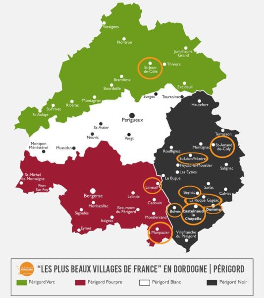 carte touristiques 4 couleurs du périgord