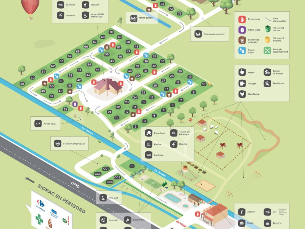 Plan du camping La Lenotte en Dordogne