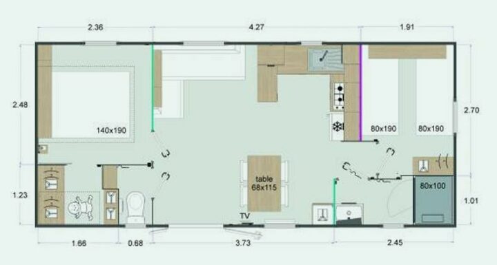 Mobilhome Premium 4 à 6 pers. plan